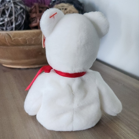 🧸❤️ TY Beanie Baby – "Valentino" the White Teddy Bear (1993) – Classic Vintage - Picture 4 of 12